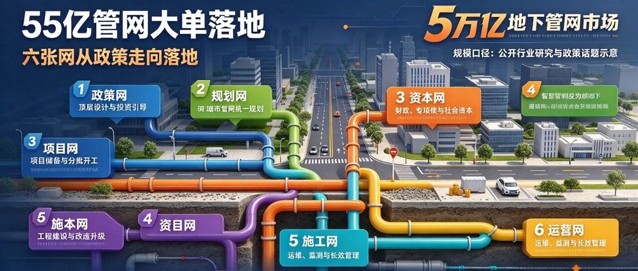 55亿管网大单落地：六张网从政策走向落地，5万亿地下管网市场该如何分羹？